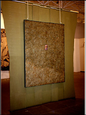 Katyn. Acrylic and grass on masonite